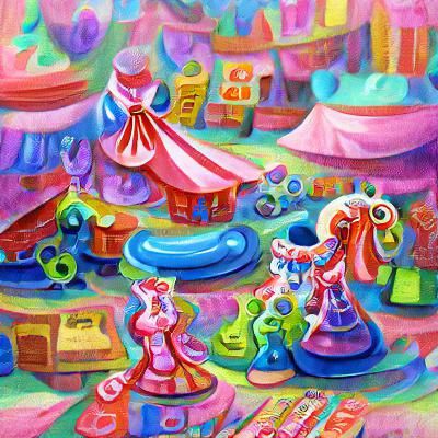 Vibrant Flea Market in Gouache Wonderland