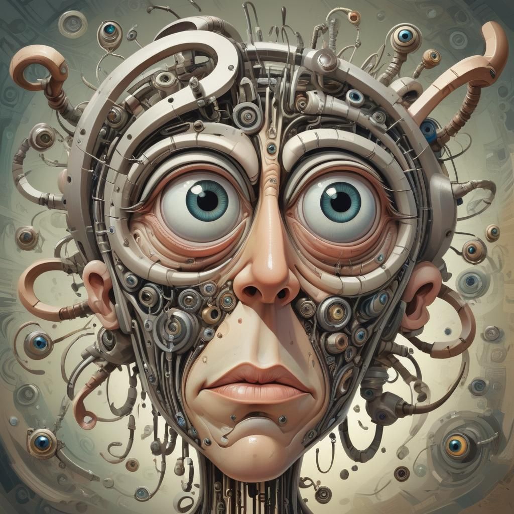 Surreal Cartoon Character with Bulging Eyes