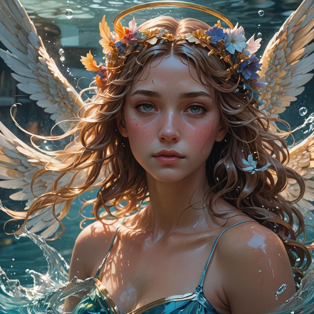 Angelic Portrait in Hyperdetailed Splash Art Style