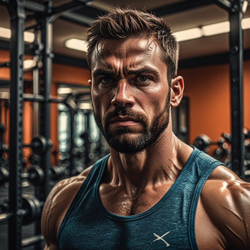 Man Realizes He's Getting Stronger: Hyperrealistic Gym Scene