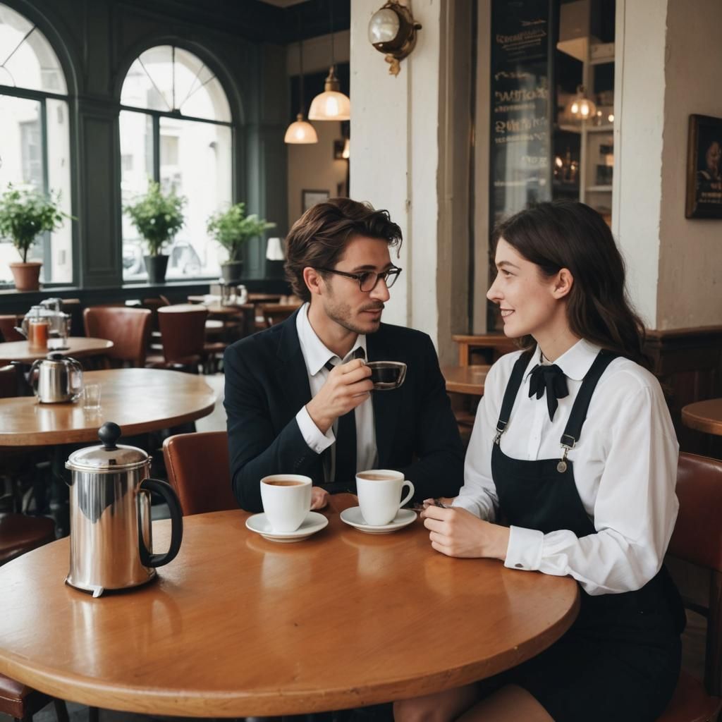 Cafe Conversation with French Press and Eldritch Vibes