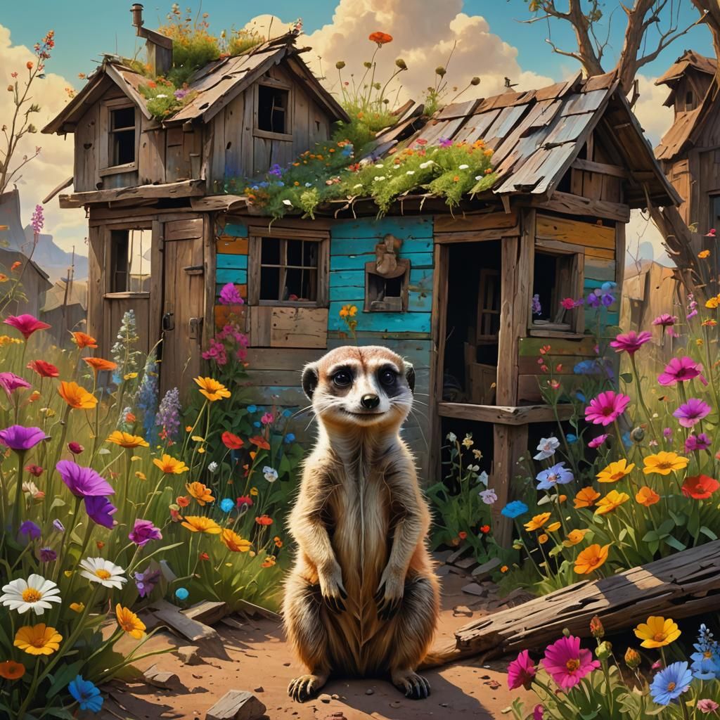 Giant Meerkat and Shack, Classical Art Style