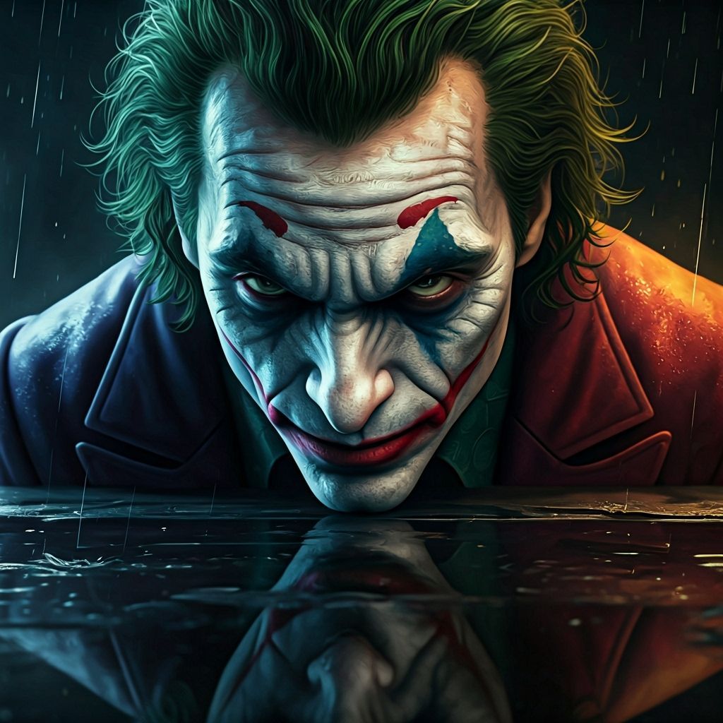 Distorted Joker Reflection: Dark Fantasy Concept Art