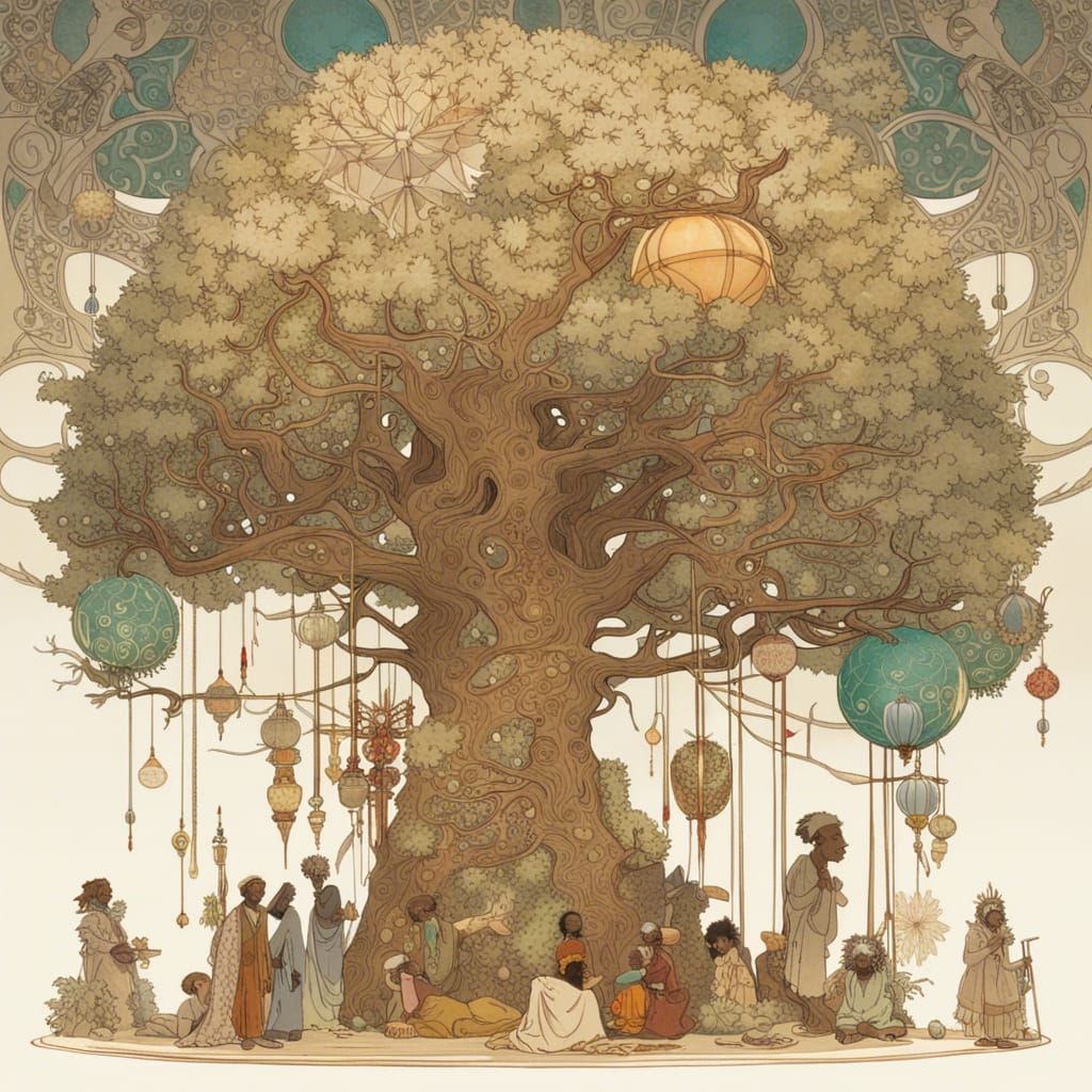 African Christmas Tree in Art Nouveau Style