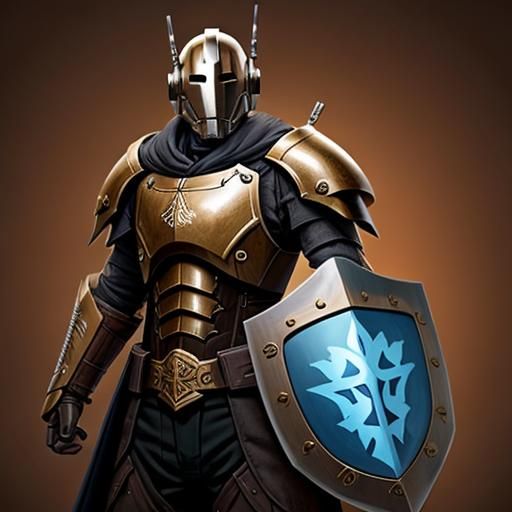 Wooden Warforged Paladin with Whip and Shield