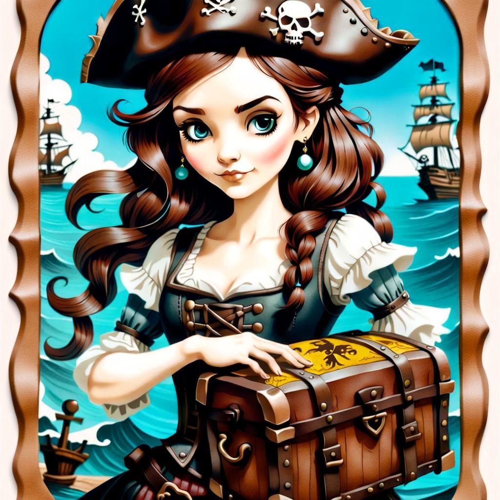 Pirate Girl Silhouette in Tim Burton Style