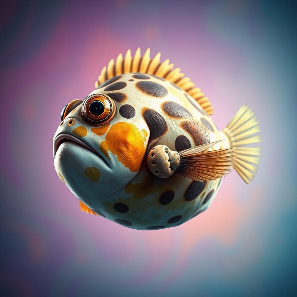 Vibrant Hyperrealistic Puffer Fish with Expressive Eyes