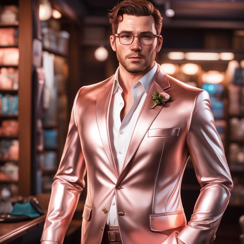 Comedian Brennan Lee Mulligan in Rose Gold Suit