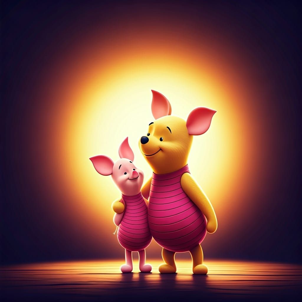 Pooh and Piglet in 3D Digital Art