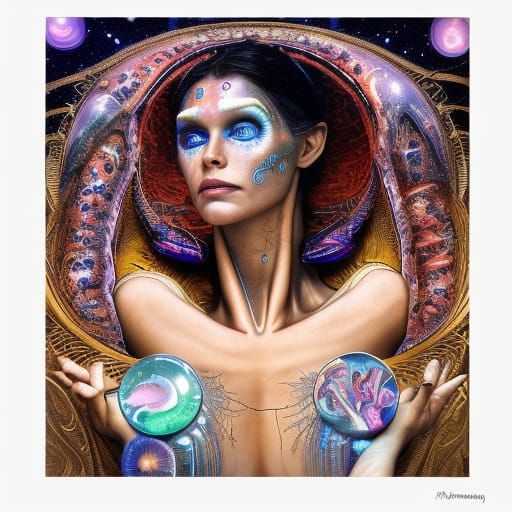 Intricate Alien Goddess in Space