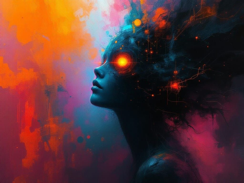 Vibrant Abstract Entity in Futuristic Atmosphere