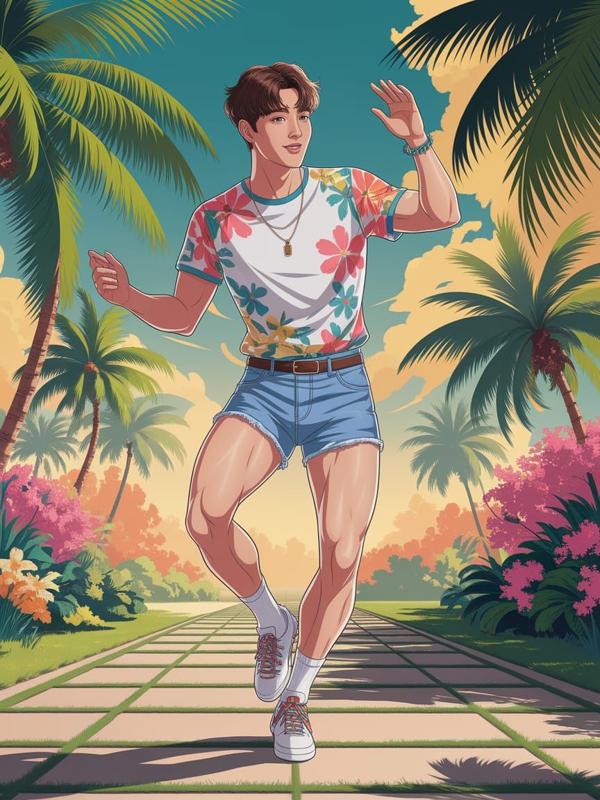 Korean Man's Samba Dance in Anime Style