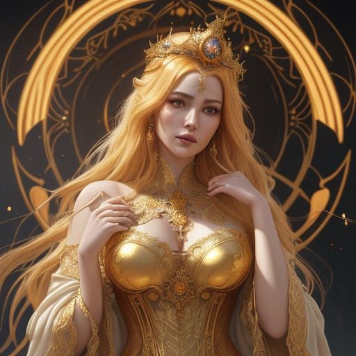 Noblewoman Portrait With Sunburst Crown