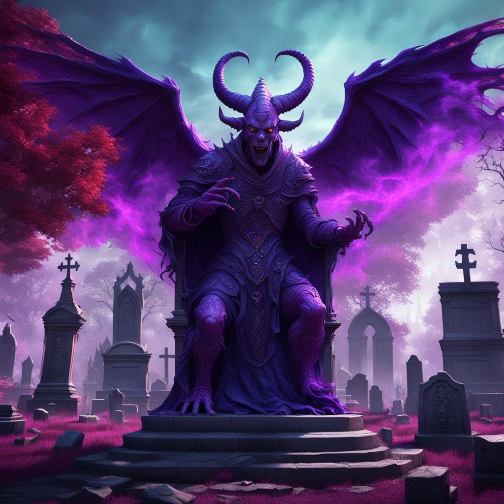 Purple Cemetery Creature in Dark Fantasy Style