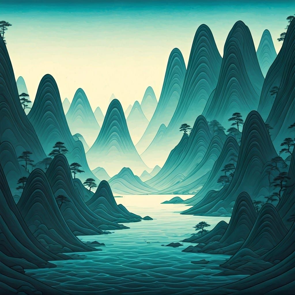 A Ukiyo-e Japanese art piece inspired by Katsushika Hokusai.