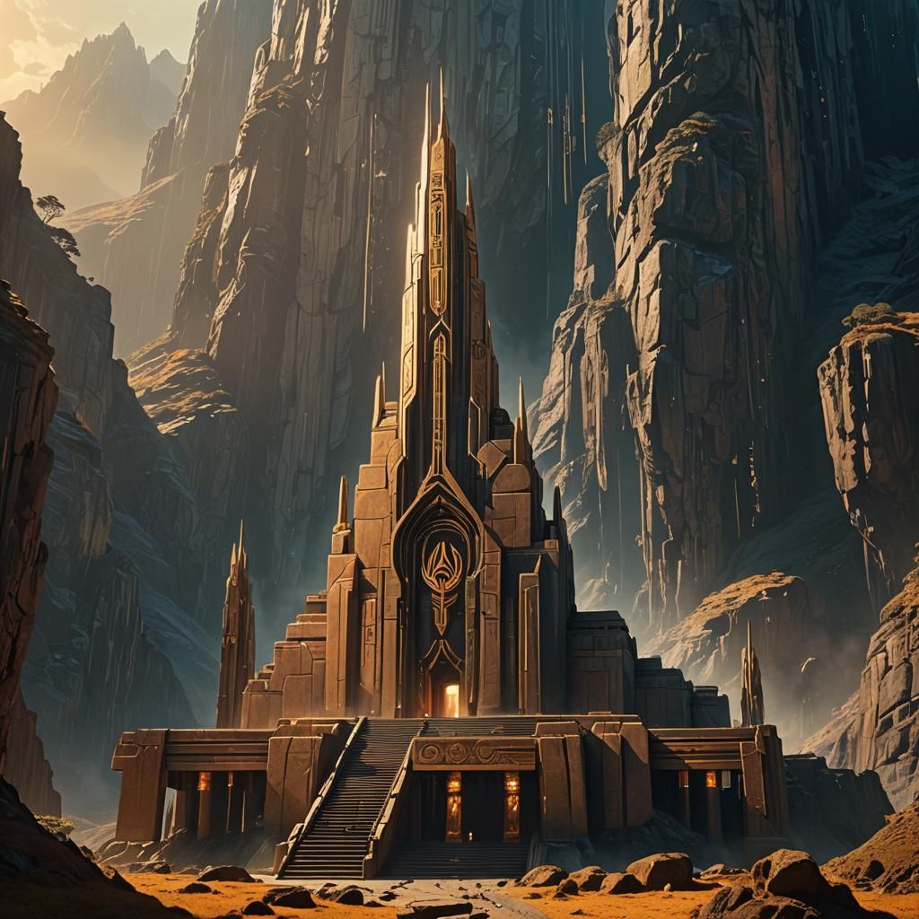 Jedi Temple Etched into Mountainside, Cinematic Film Still