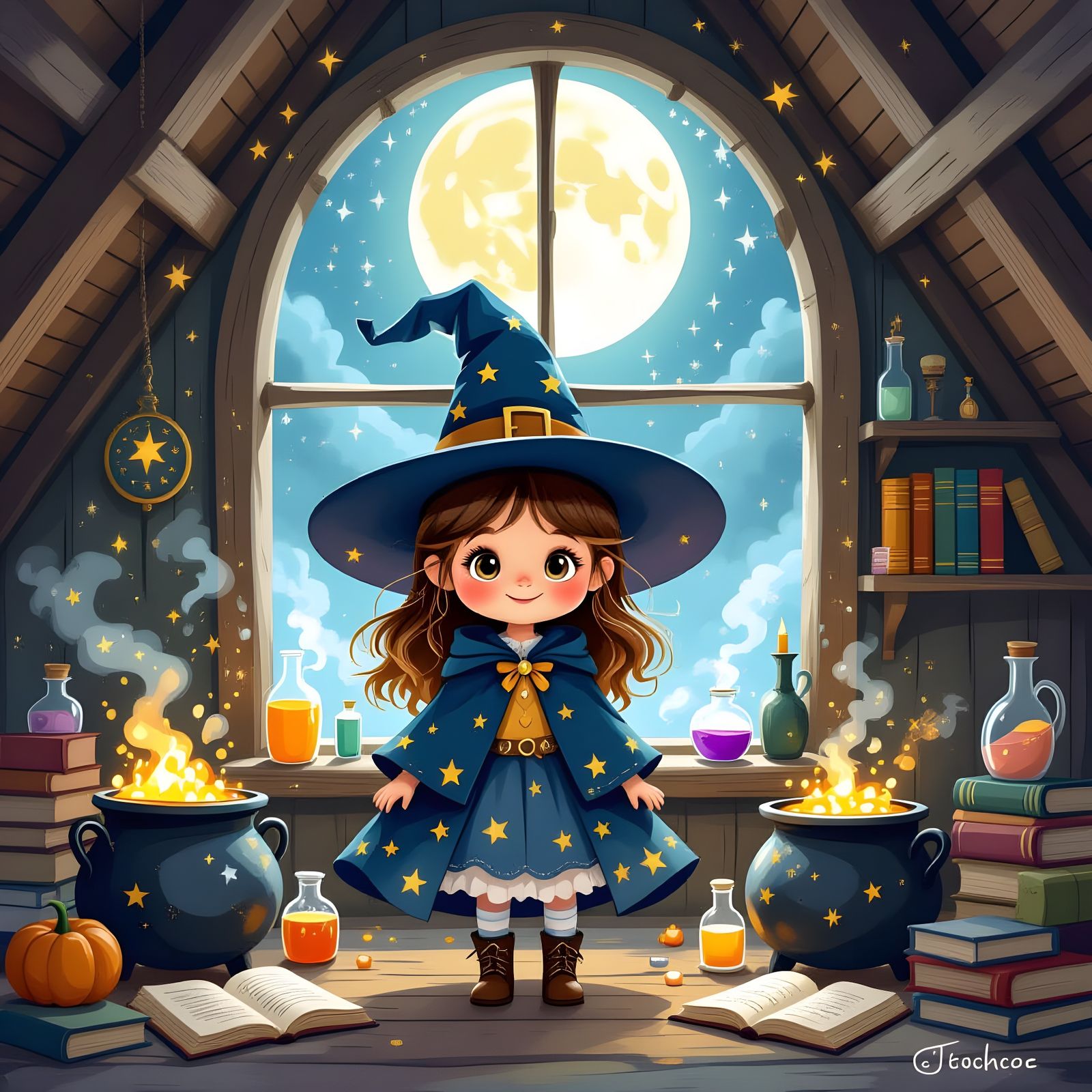 Cute Witch in Training Digital Painting