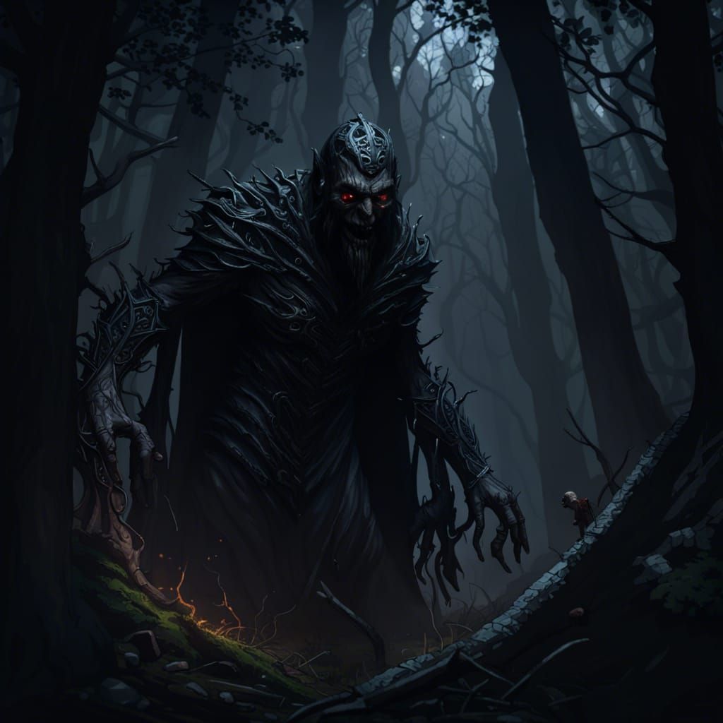 Sinister Dark Figure in Hyperrealistic Fantasy Art