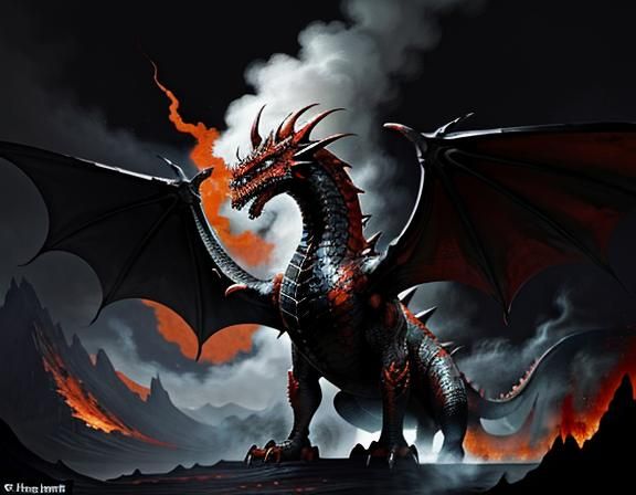 Fiery Dragon in Dynamic Fantasy Art Style