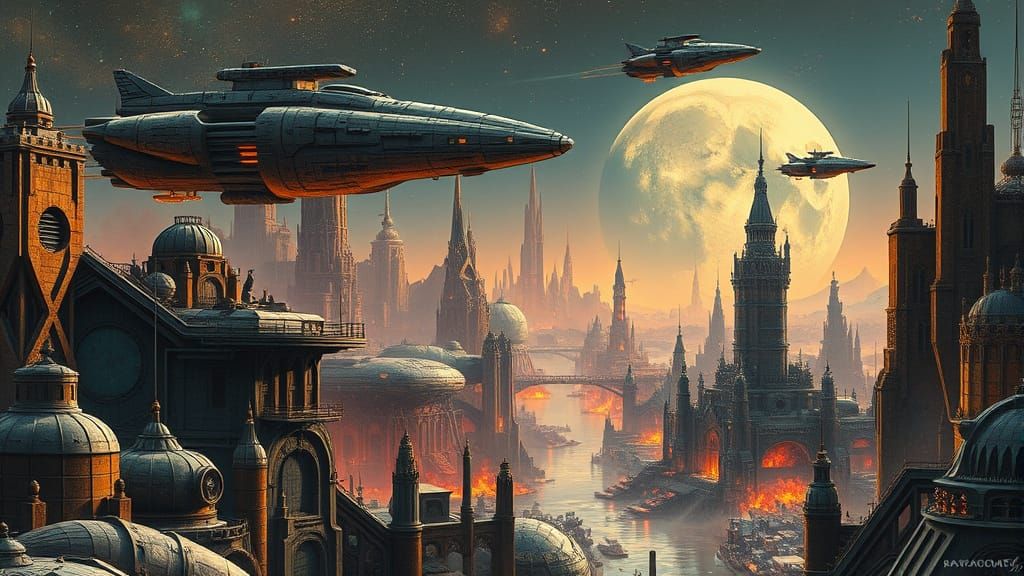 Earth in Ruins: Retro-Futuristic Spaceship Invasion