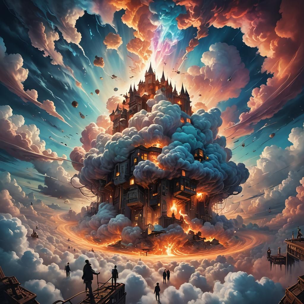 Ethereal Being Descends in Surrealist Style