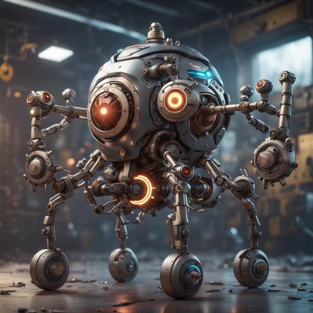 Hyper-Realistic Mecha Magneton in Detailed Matte Painting