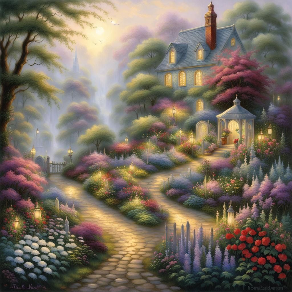 Ethereal Secret Flower Garden in Fantasy Style