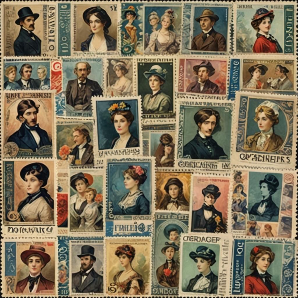 Postage Stamp Design in Vintage Art Style
