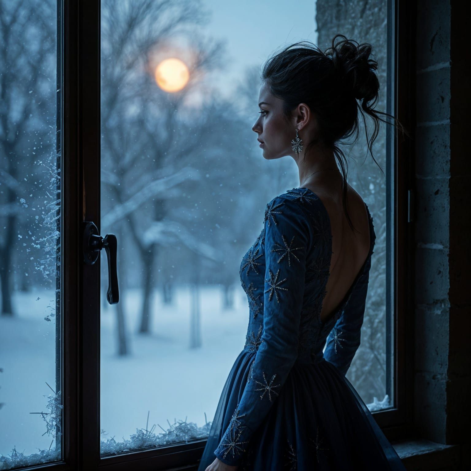 Nina Dobrev at Winter Window in Central Park