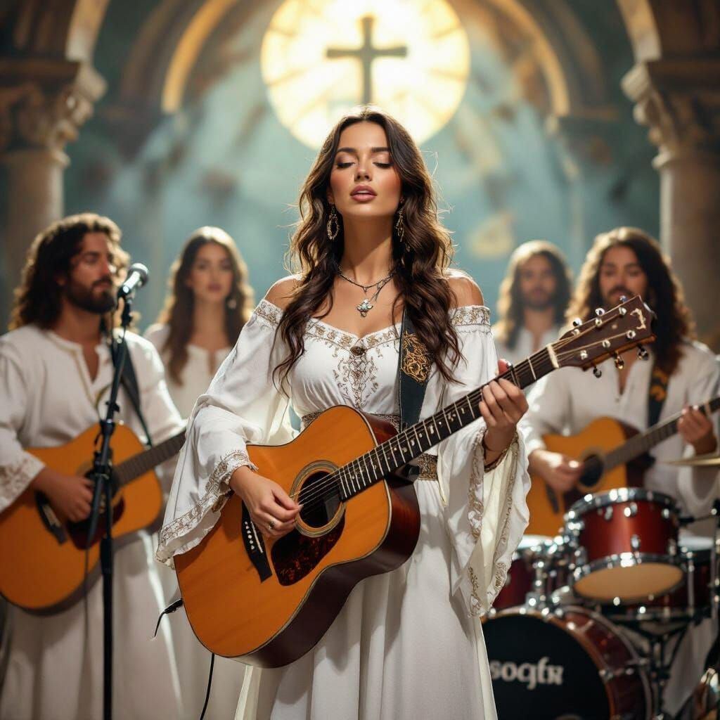 Gospel Rock Band Live Performance in Medieval Style