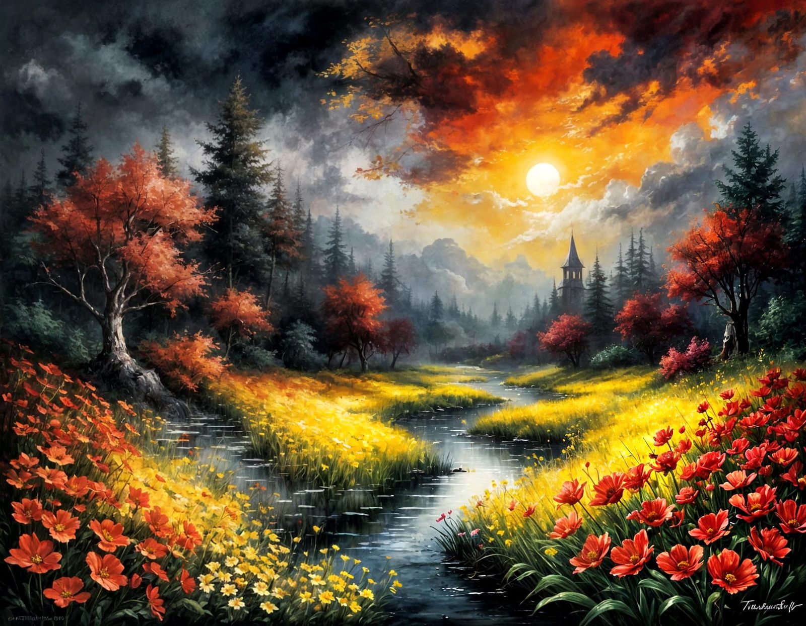 Winding Stream of Wildflowers