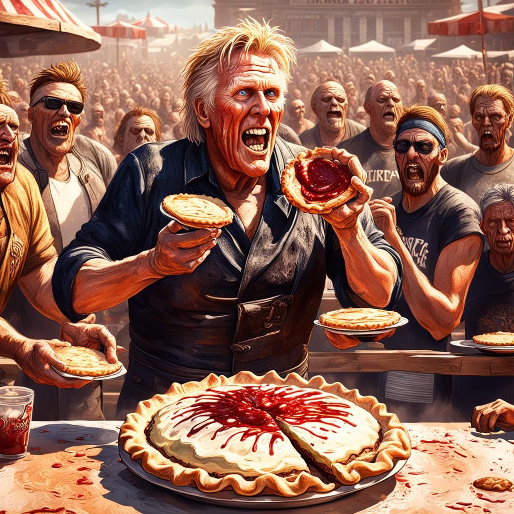 Gary Busey's Pie Eating Contest in Detailed Matte Painting