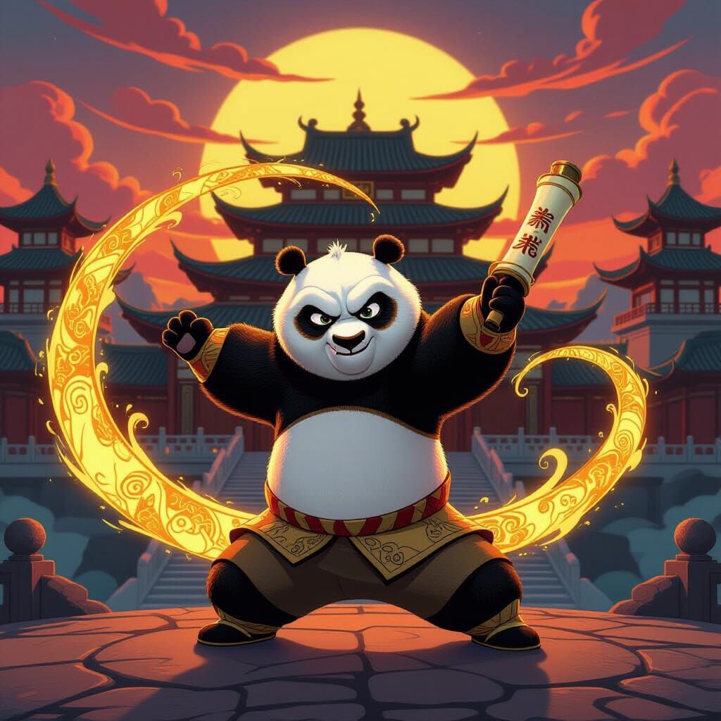 Po Kung Fu Master Movie Poster in Concept Art Style
