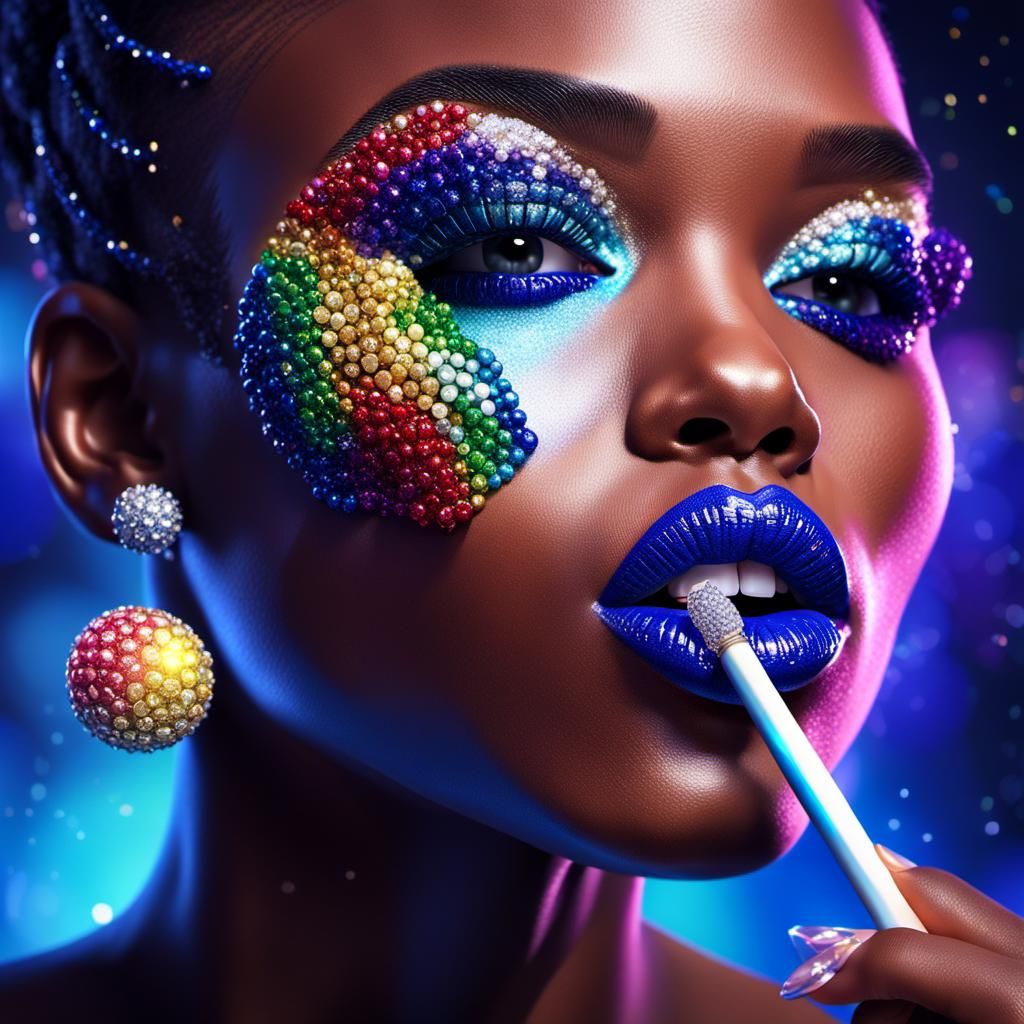 Highly detailed illustration of a cute African American lady...