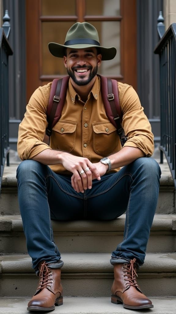 Hyper-Realistic Urban Gentleman in Vintage Attire