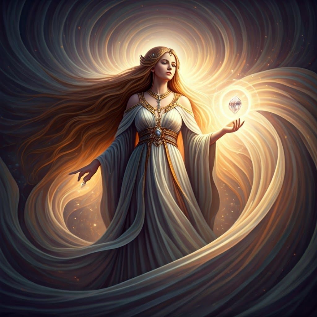 A Goddess Creates Reality in Dreamlike Hyper-Detailed Scene