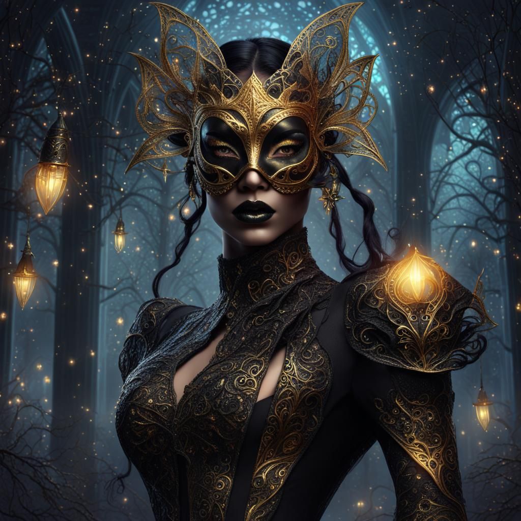 Gothic Elf Spy in Supernatural Masquerade Mask