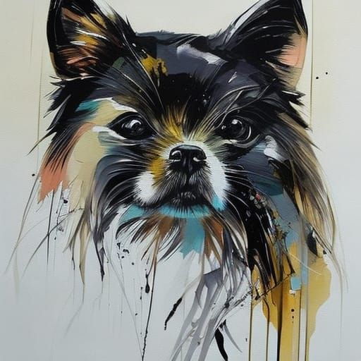Expressive Oil Painting of a Cute Puppy