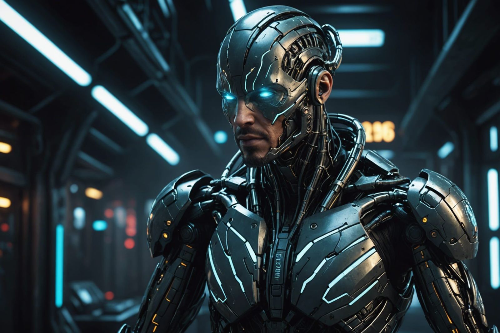 Futuristic Biopunk Character with Cybernetic Enhancements