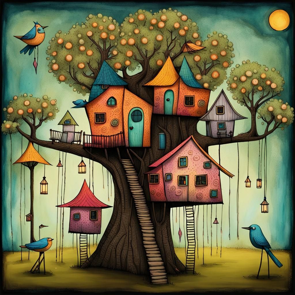 Tea Time Sprinkling Tree, Art Brut Style