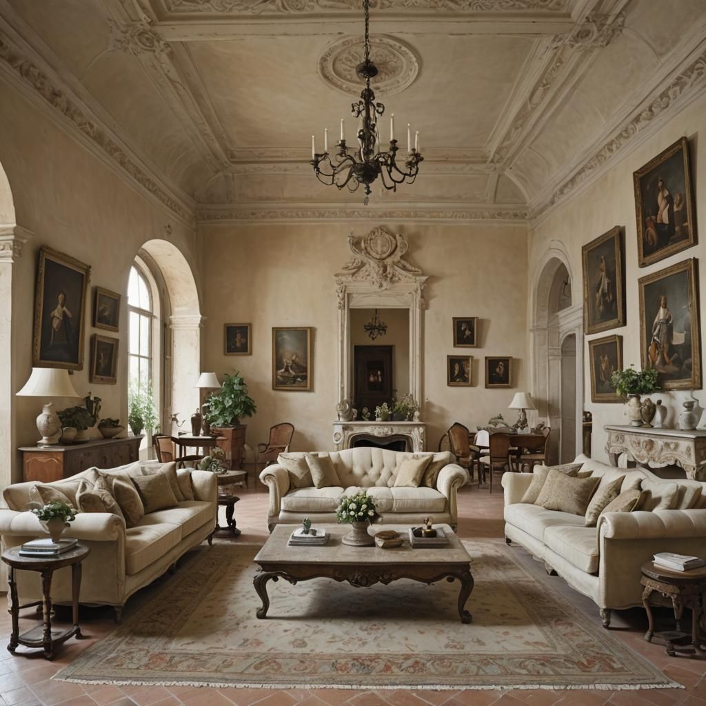 Elegant Italian Style Living Room Interior