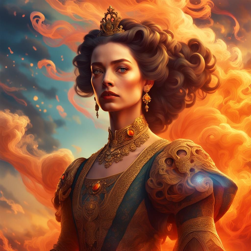 Regal Princess in Baroque-Inspired Cinematic Art