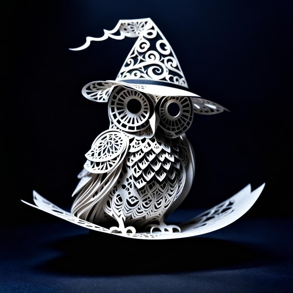 Kirigami Harry Potter with Owl and Voldemort