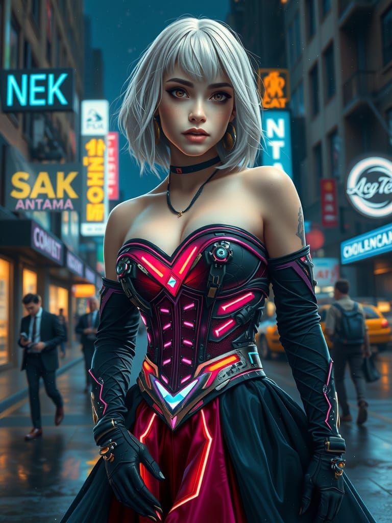 Cyberpunk Goddess in High-Tech Cowboy Chic