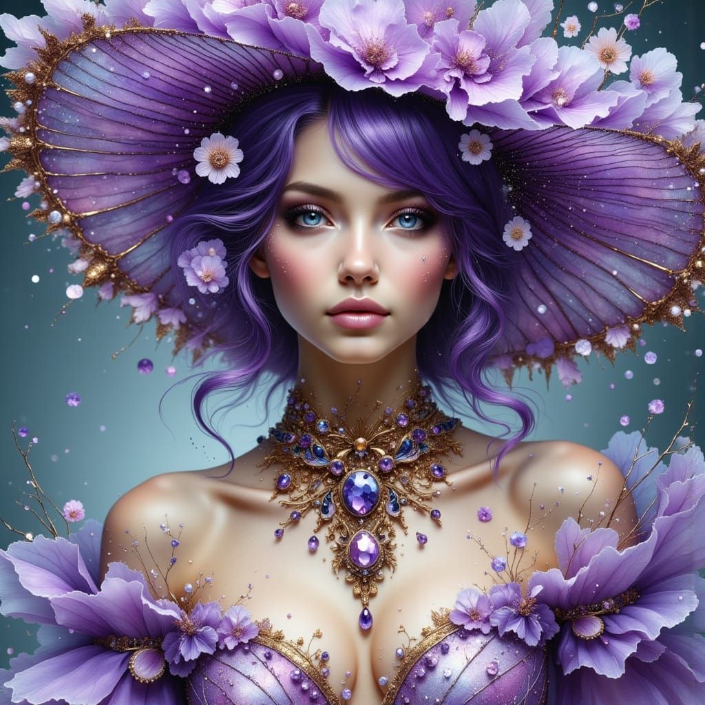 Ethereal Lady in Lilac Majesty