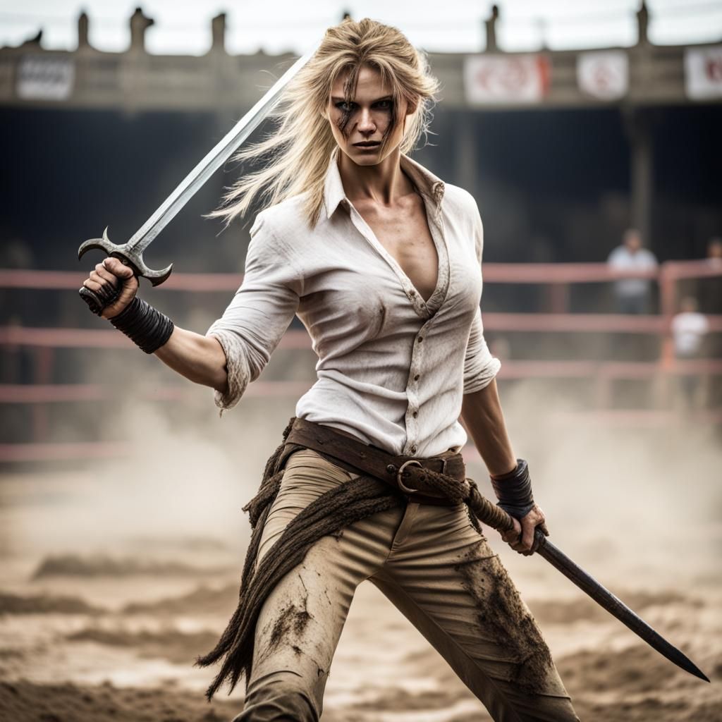 Fantasy Heroine in a Dirt Fighting Ring