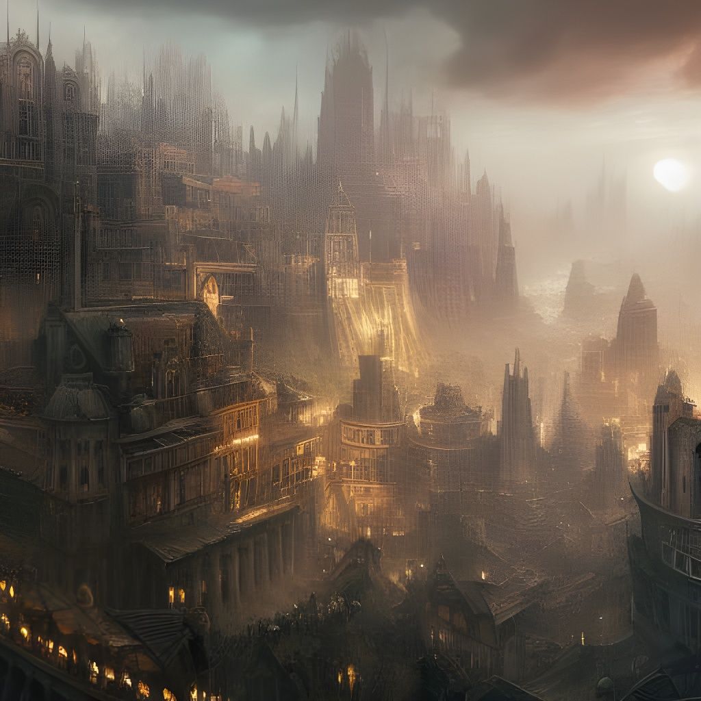 Fantastical Phantom City in Detailed Matte Painting Style