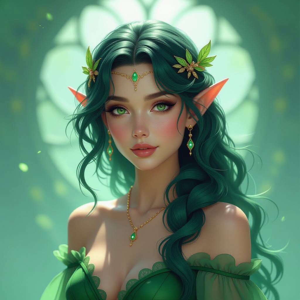 Emerald Mist Fairy Portrait in Fantasy Realism