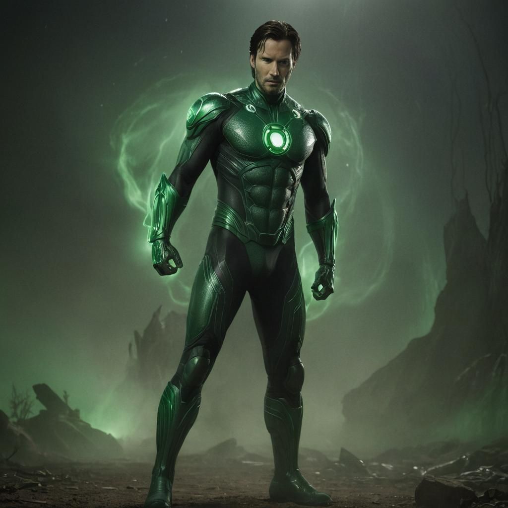 Heroic Green Lantern Concept Art in Cinematic Style