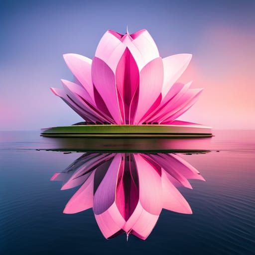 Aerial View of Pink Lotus Flower Building